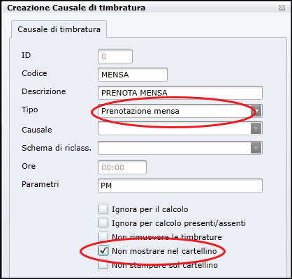 Causale prenotazione mensa